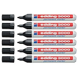 edding 3000 Permanent Markers 1.5-3mm Refillable (Pack of 6, Black)