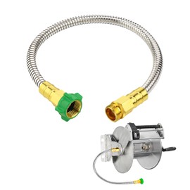 Short Garden Hose with Male to Female Connector - 2ft Metal Leakproof Leader Hose for Reel, Heavy Duty 304 Stainless Steel Flexible Water Pipe for Outdoor Watering Car Pet Cleaning