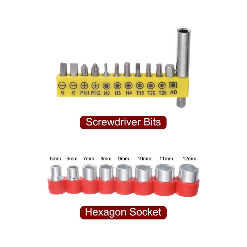 TOP-VIGOR 24Pcs Flexible Drill Bit Extension Kits, Screwdriver Bit Set,