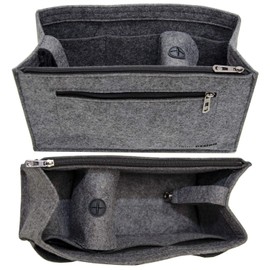DuneDesign Handbag Organiser Felt Bag Insert Inner Pocket Grey, Grey L