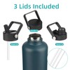 Konokyo Insulated Water Bottle with Straw,50 oz 3 Lids Water