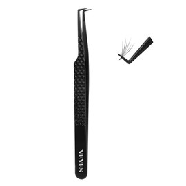 VEYES INC Lash Tweezers for Eyelash Extensions,Fiber Tip Tweezers for Individual Classic and Volume Lash,Stainless Steel Lash Tweezers-Slim 90 Degree