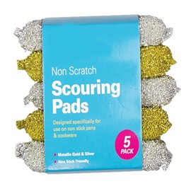 Zale Yardley Sponges Scrubbing Scouring Pad, 5pk Non Scratch Stainless Steel Scouring Pad, Washing Up Scourer, Scouring Pad Ball - Easy Grip Cleaning Pots Pans (Grey)