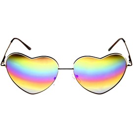 Fashion Culture Women's Rainbow Heart Frame Sunglasses (Gold)