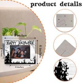 HIWGGSP Happy Halloween Picture Frame Halloween Wooden Picture Frame With Stand, Suitable For 4" X 6" Photos, Colorful Ghost Suitable For Home Bedroom Decoration, Spooky Gifts For Boys & Girls - A04