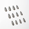 Gray Press on Nails Medium Stiletto Almond,KQueenest Pure Color Acrylic