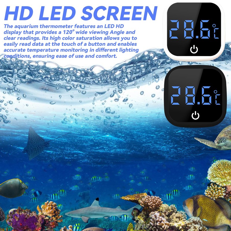 Bordeag Pack of 2 Aquarium Thermometers, Mini Digital Aquarium Thermometer,
