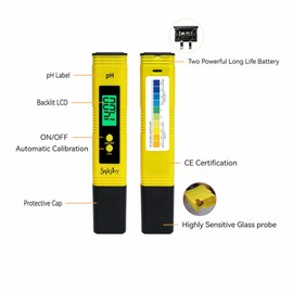 SqkjIvy pH Meter for Water Tester Pen Monitor Water ph Meter Quality 0.01 High Accuracy Pocket Size with 0-14 Measurement Range for Soil,Household Drinking, Plants Growing,Pool and Aquarium（Yellow）
