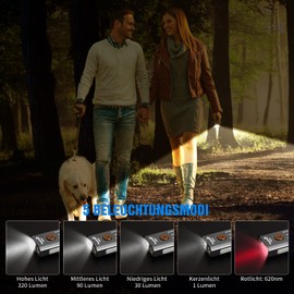 TrustFire Mini Torch Key Ring, 2 in 1 Torch Red Light 5 Light Modes LED Torch Small Torch for Camping, Hiking, Night Vision, Night Fishing, Emergency Grey