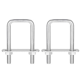 PLEAVIT Carport Column Fixing Bracket, U-Bolt, U-Bolt, Square Stay, Stainless Steel, M6x40mmx80mm Set of 2