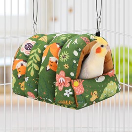 Wontee Bird Nest House Winter Warm Snuggle Hut Bird Bed Hanging Hammock for Parrots Budgies Parakeets Caique Senegal Cockatiels Conures (Large, Green)