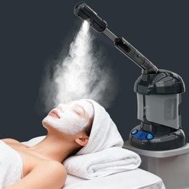 Vaporizador facial nano iónico para limpieza profunda, vaporizador facial portátil de ozono con brazo extensible giratorio de 360°, humidificador para cuidado personal en casa o salón.