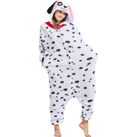 MAISUIZI Dalmatian Costume Adult Animal Onesie Pajamas Dog Cosplay Costume Homewear Sleepwear for Women and Men L