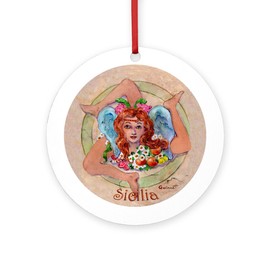 CafePress Sicilian Round 4" MDF Holiday Ornament