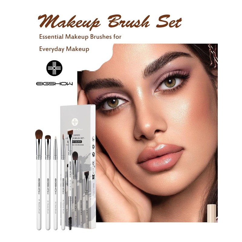 EIGSHOW 5 Pcs Eye Makeup Brush Set, Everyday Eye Essential