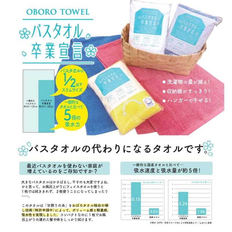 Oboro Towel: Bath Towel Graduation Declaration [Towel Alternative to Bath