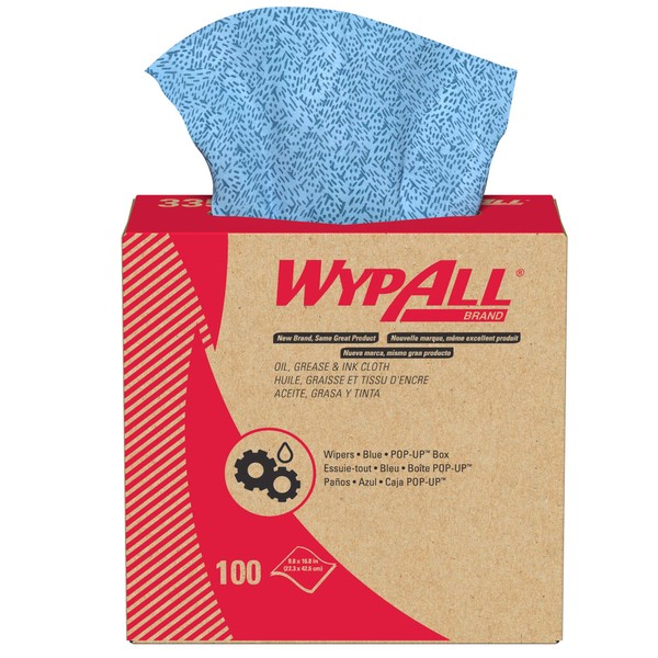 Wypall Kimtech 33570 KIMTEX Disposable Wipers, Low Lint, Pop-Up Box, 8 4/5w x 16 4/5l, Blue, Box of 100 (Case of 5), 500 count