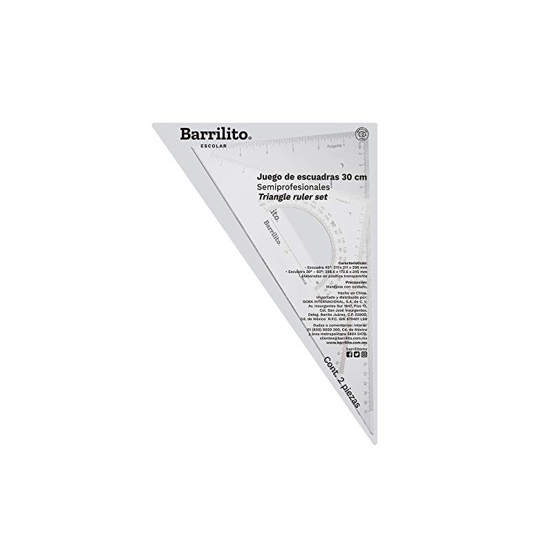 Barrilito 2031JE Juego de 2 Escuadras Semi-Profesionales, 29 x 21