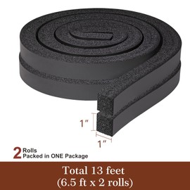 Yotache Air Conditioner Window Seal Kit - 1"x1" High Resilience Foam Weather Stripping Insulation Strip for AC, Noise Reducing, Air Leak Proof, No Glue, 13Ft Long (6.5Ft x 2 Rolls, Black)
