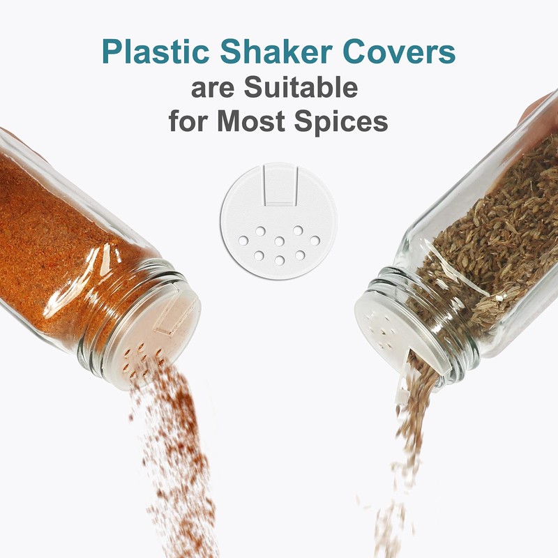 CycleMore 48 Pack 4oz Glass Spice Jars Bottles, Square Spice
