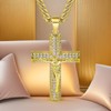 Gold-Plated Cuban Figaro Chain with Jesus Christ Crucifix, Cross Necklace