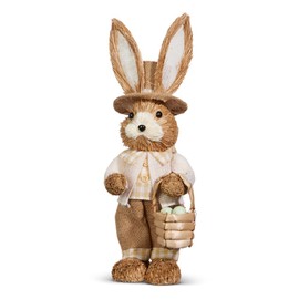 The Bridge Collection Farmhouse Easter Bunny Decoration - Vintage Style Spring Rabbit Figurine - Rustic Holiday Home Decor