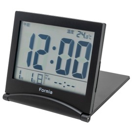 Formia HT-006 Travel Alarm Clock, Foldable, Portable, Small, Compact, Temperature, Date, Week, Tabletop, Digital, Hodogaya Electronics Sales, Black