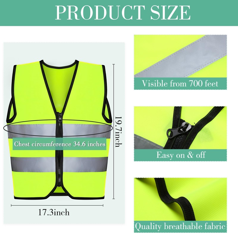 Unittype 10 Pcs Kids Safety Vest Bulk High Visibility Reflective