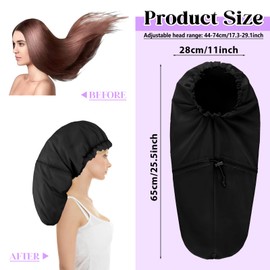 Large Shower Cap for Braids, Extra Long Shower Cap for Women Long Hair & Locs, Waterproof Hair Bonnets for Dreadlocks Drawstring Bath Caps for Women & Men (Black)