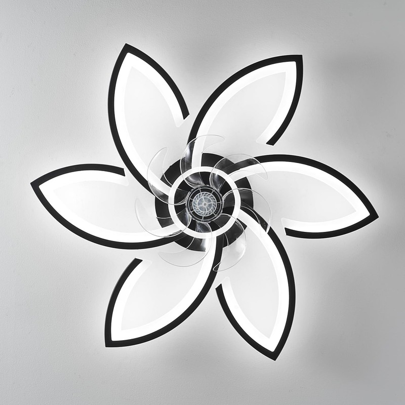 Dalouguan Ceiling Fan with Lights Remote Control, Black Flower Ceiling
