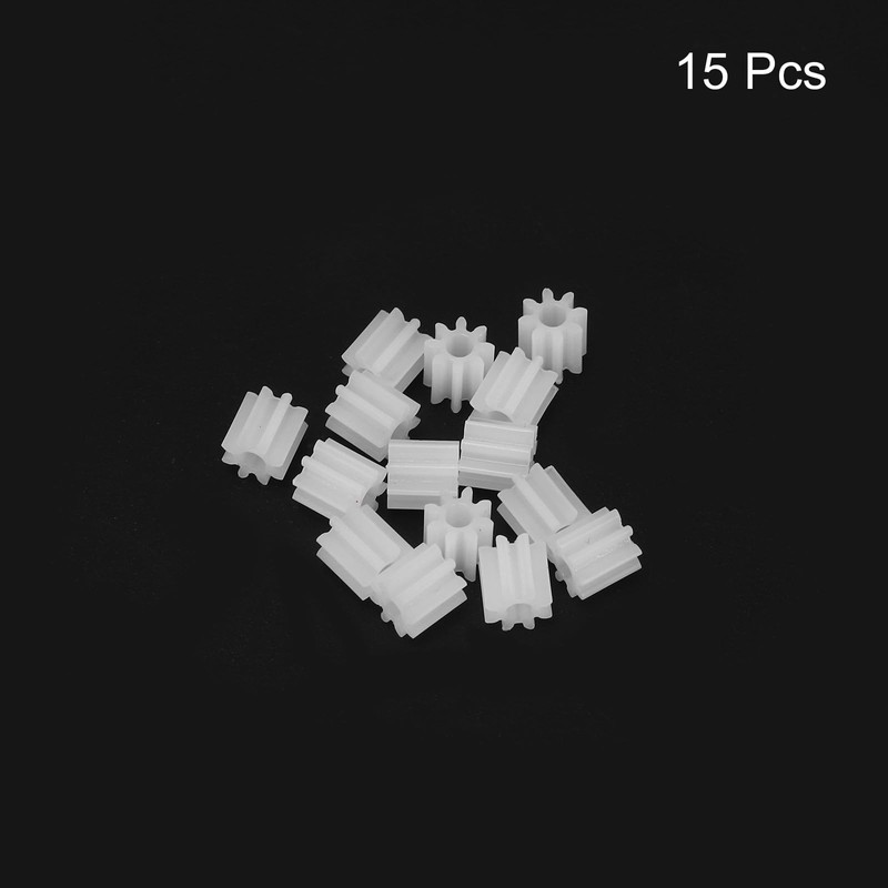 sourcing map 15Pcs Plastic Gears 8 Teeth Plastic Shaft Gears