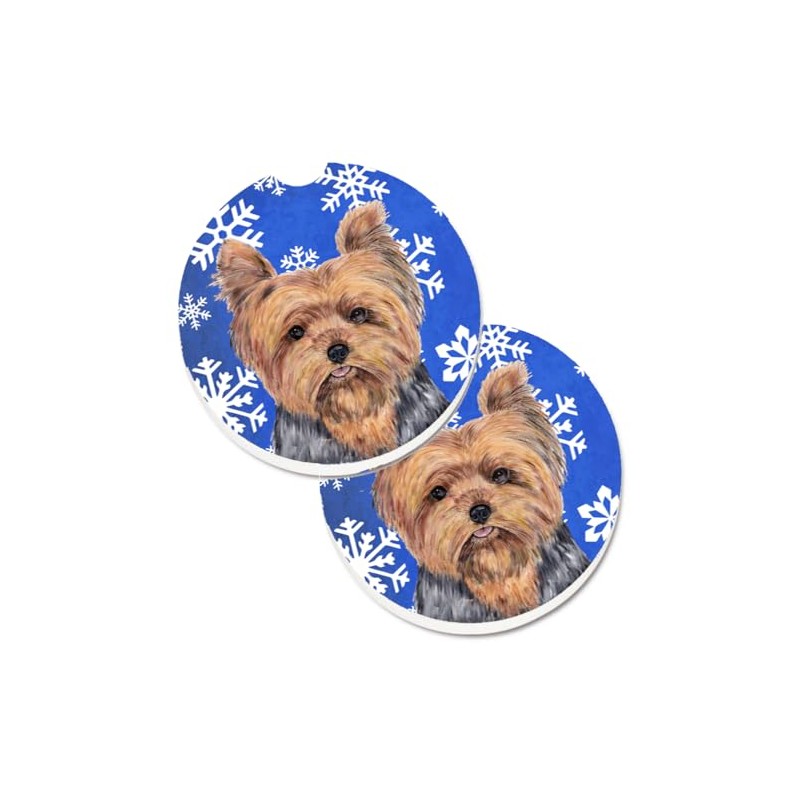 Caroline's Treasures SC9388CARC Yorkie Winter Snowflakes Holiday Set of 2