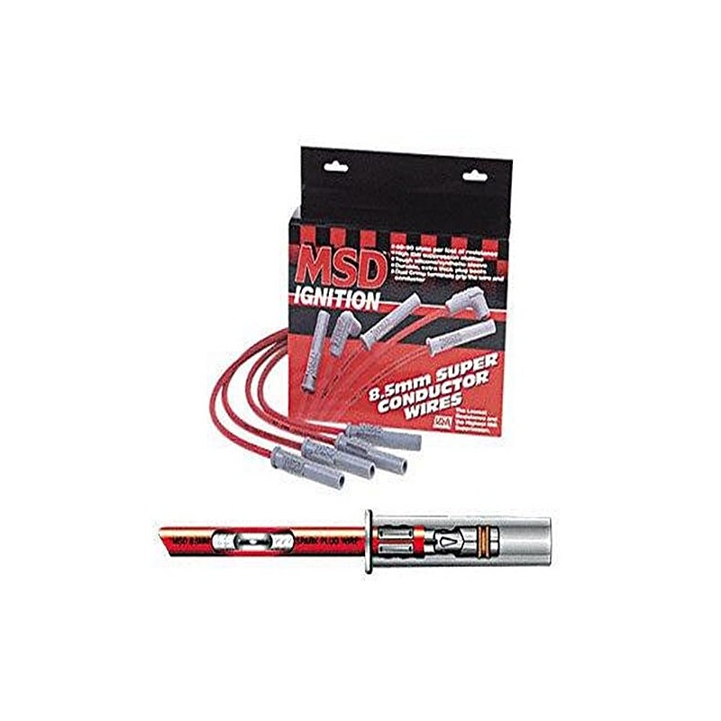 MSD 35389 Red 8.5mm Super Conductor Spark Plug Wire Set