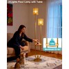 Lightdot 63IN Gold Floor Lamp with 2 Rattan Shades Mid