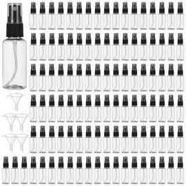 OMISTAR 100 PCS 1 oz Spray Bottles with 5 Funnels for Travel - Refillable Plastic Perfume and Liquid Dispensers, Adjustable Mini Small Spray Bottles Ideal for Fragrance, Water, and Cosmetic Use