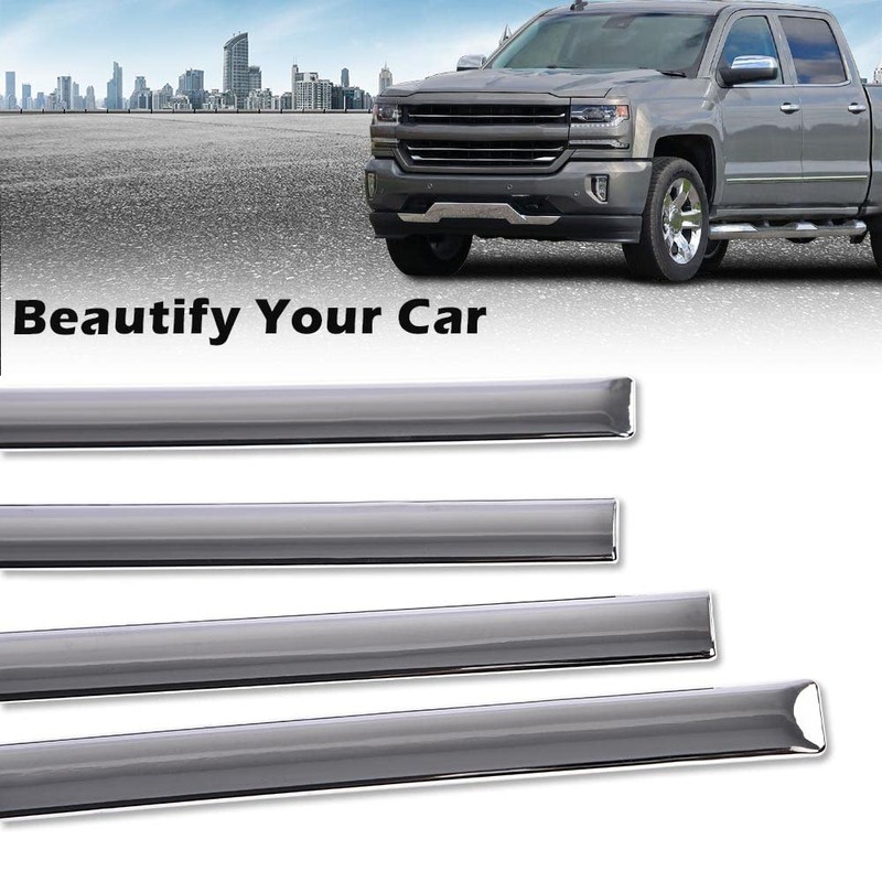 LQI 4Pcs Silver Body Side Molding Trim Compatible with Chevy