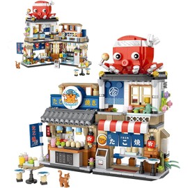 Betypura Mini Blocks Japanese Street View Building Set, Building Blocks Mini Bricks Model Kit, DIY Creative Toy for Kids & Adults, Japanese Architecture Inspired Building Blocks(772PCS Takoyaki Shop)