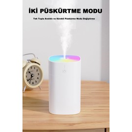 Robeve 400 ml Ultrasonik Hava Nemlendirici Ortam Nemlendirici Işıklı Hava Nemlendirici Buharlı Nemlendirici Buhar Makinesi ve Aroma Difüzörü H2O Nemlendirici Oda Nemlendirici Hava Temizleyici (Beyaz)