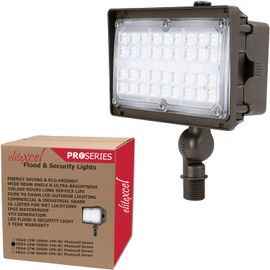 Elitexcel Dusk to Dawn Outdoor Security Flood Lights for Yard, Gen4 15W Industrial Landscape Lighting, 2000LM 5000K Daylight 50W MH Equal Spotlight, 120-277V UL Listed, 5-Year Warranty