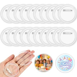 Clear Button Pins Plastic for Crafts - 20 Pack Circle Button (2.36 Inch)
