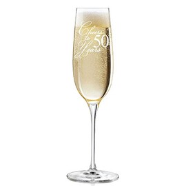 Cheers To 50 Years Engraved Champagne Flute Glass - 2pcs set