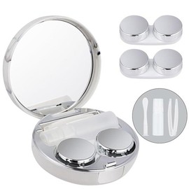 1팩 콘택트렌즈 케이스 키트, 부착형 2Pc 교체 가능, 일상적인 야외 사용(실버) [Rose Gold] 1 Pack Contact Lens Case Kit, Attachable 2Pc Replaceable, Everyday Outdoor Use (Silver) [Rose Gold]