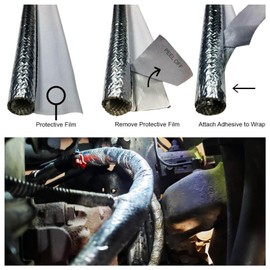 25mm - 1" Self Closed Aluminized Heat Shield Sleeve Protection Side Entry High Temp for Hoses, Wire Harnesses, Cables, Automotive, Exhaust 39" (1 Meter)