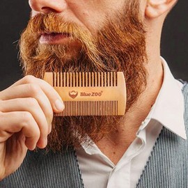 Wooden Mustache Comb, Men's Styling Comb Tool, High Quality Hair Care Brush, Anti-static, Comes with Bag