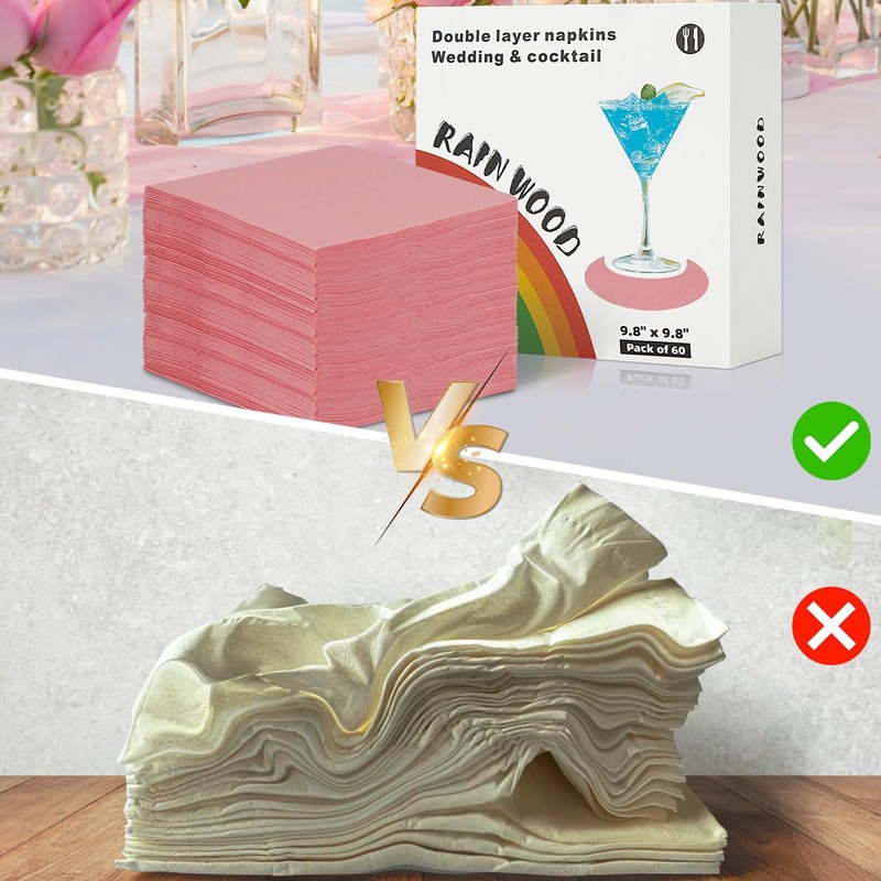 RAINWOOD Premium 2 Ply Purple Napkins 120 Count - Elegant