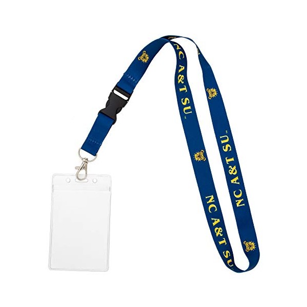 North Carolina A&T State University HBCU Aggies Car Keys College ID Badge Holder Lanyard Keychain Detachable Breakaway Snap Buckle (w/ Pouch Blue)