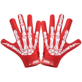 Exote Sports Youth Football Gloves American Wide Receiver Skeleton Football Gloves for Adult Men Women & Boys with Super Sticky Silicone Grip Palms Ultimate Performance Booster
