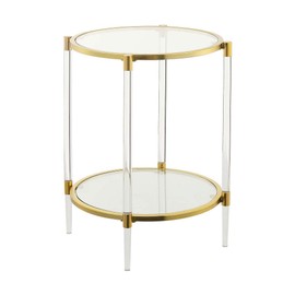 Convenience Concepts Royal Crest 2 Tier Acrylic Glass End Table, Glass/Gold