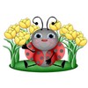CafePress Ladybugs and Flowers Rectangle Car Bumper Magnet