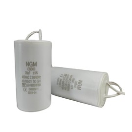 20UF MFD CBB60 Motor Run Capacitor 450VAC Volts Round Cylinder 2 Wires, Metallized Polypropylene Film Capacitor for Motor Run, Air Conditioners, Washing Machines and Water Pumps